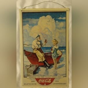 Preloved Vintage Coca-Cola 50th Anniversary Nautical Metal Sign